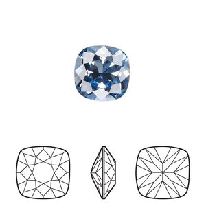 Fancy stone 6pk light sapphire foil back, Crystal Passions&reg; 12mm cushion 4470