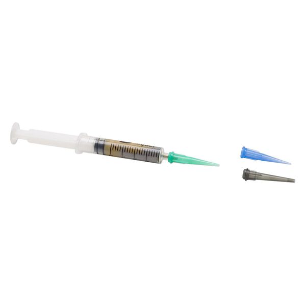 Prometheus&reg; white bronze clay, pkg/10g, rapid and low fire formula, filled syringe with 3 tips. image number 0