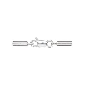 Clasp lobster claw 1pkg1 sterling silver, 30x5mm / 8x2.5mm cord end / 1.5mm inside diameter, 1-strand / steel