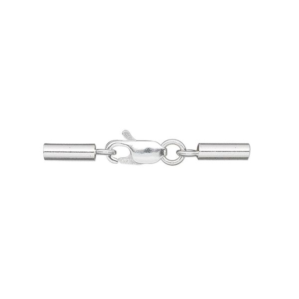 Clasp lobster claw 1pkg1 sterling silver, 30x5mm / 8x2.5mm cord end / 1.5mm inside diameter, 1-strand / steel image number 0