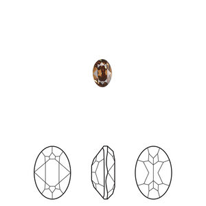 Fancy stone 1pkg360 light smoked topaz foil back, Swarovski&reg; ReCreated&trade;, 6x4mm faceted oval 4120