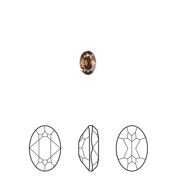 Fancy stone 1pkg360 light smoked topaz foil back, Swarovski&reg; ReCreated&trade;, 6x4mm faceted oval 4120 image number 0