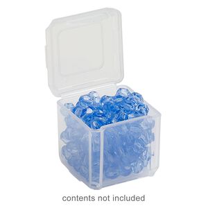 Organizer, Dot Box&trade;, plastic, clear, 1-1/4 x 1-1/4 x 1-1/4 inch square with pop-up lid. Sold per pkg of 4.