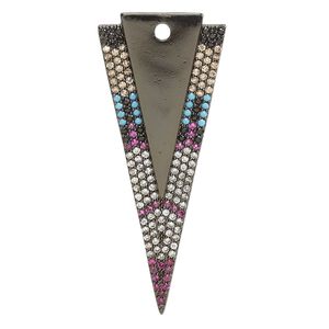 Focal, cubic zirconia and black-finished brass, multicolored, 41x17.5mm single-sided arrowhead. Sold individually.