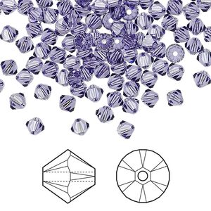 Bead 48pk tanzanite, Crystal Passions&reg; 4mm bicone 5328