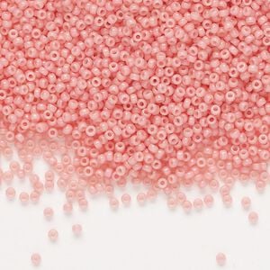 Seed bead, Miyuki, glass, pkg/250g, #15 rocaille, Duracoat&reg; opaque outside dyed lychee (RR-4463).
