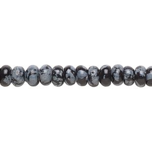 Snowflake obsidian 1pkg1, rondelle bead natural 15.5-16 inch 6x3mm