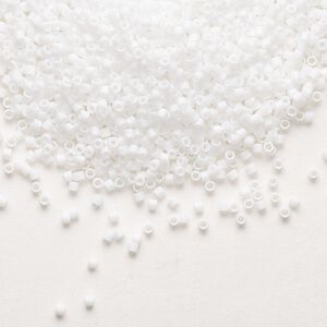 Seed bead, Delica&reg;, glass, pkg/250g, #15 round, opaque matte rainbow chalk white (DBS-0351).