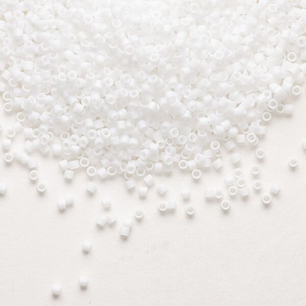 Seed bead, Delica&reg;, glass, pkg/250g, #15 round, opaque matte rainbow chalk white (DBS-0351). image number 0
