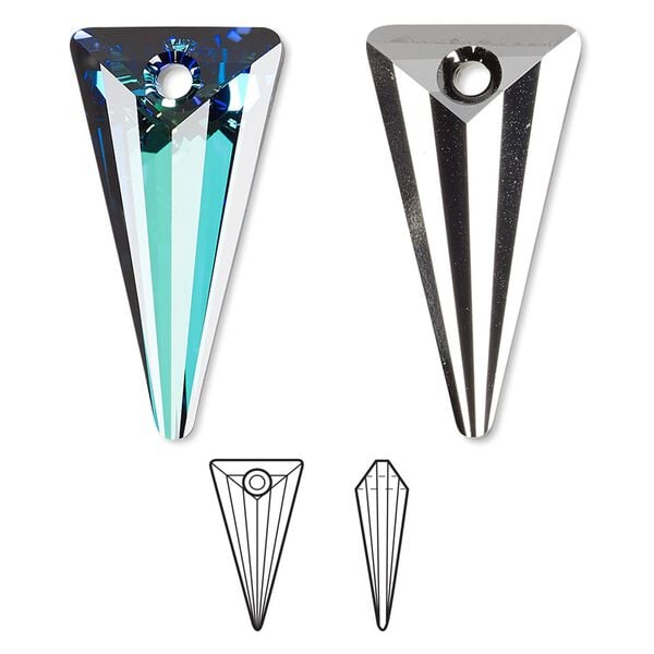 Drop 36pk crystal Bermuda blue P, Swarovski&reg; 28x14mm pendant spike 6480 image number 0