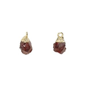 Drop 1pkg1, gold-plated electrocoated sterling silver and garnet (natural), 8x5mm-9x7mm hand-cut nugget