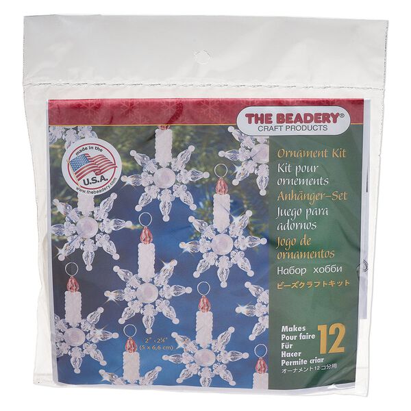 Ornament kit, The Beadery&reg;, plastic 1pkg1, translucent mixed colors, mini snowflake with candle (7008). image number 0
