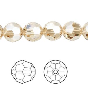 Bead 6pk crystal golden shadow, Crystal Passions&reg; 10mm round 5000
