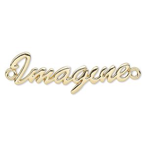 Focal, gold-finished "pewter" (zinc-based alloy), 44x15mm single-sided "Imagine." Sold individually.