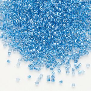 Seed bead, Delica&reg;, glass, pkg/50g, #11 round, translucent blue-lined luster crystal clear (DB-0905).