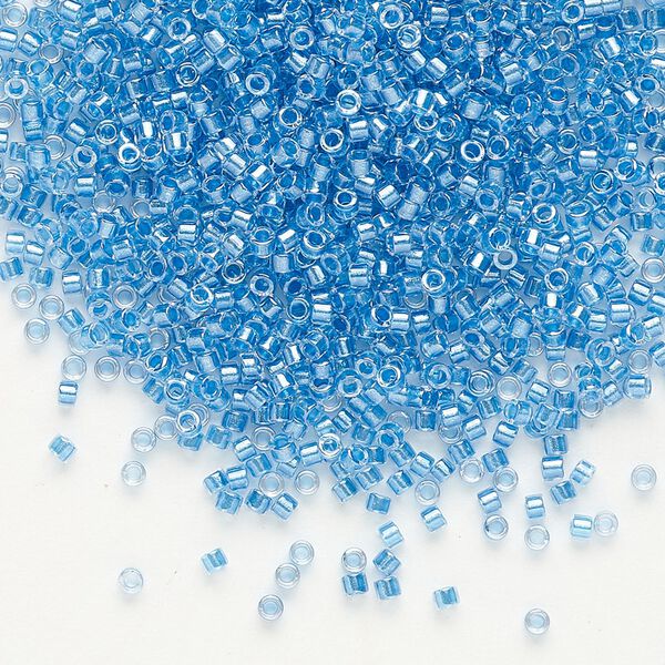 Seed bead, Delica&reg;, glass, pkg/50g, #11 round, translucent blue-lined luster crystal clear (DB-0905). image number 0