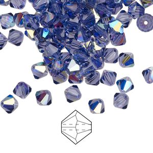 Bead 576pk tanzanite AB, Preciosa Czech crystal 5mm bicone
