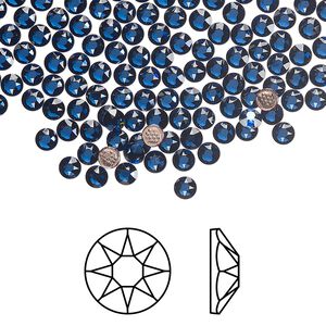 Flat back 1440pk dark sapphire foil back, Swarovski&reg; ReCreated&trade; hotfix 3-3.2mm round SS12 2078
