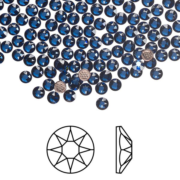 Flat back 1440pk dark sapphire foil back, Swarovski&reg; ReCreated&trade; hotfix 3-3.2mm round SS12 2078 image number 0