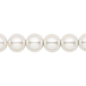 Hemalyke&trade; 1pkg1, pearlescent white, round bead 15.5-16 inch 10mm
