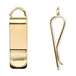Bookmark clip, gold-plated brass, 30x10mm with loop. Sold per pkg of 2.