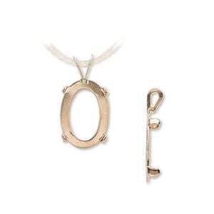 Pendant, Cab-Tite&trade;, 14Kt gold, 14x10mm with 4-prong oval setting. Sold individually.