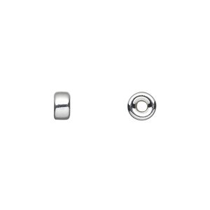 Bead 1pkg20 sterling silver, 6x3mm flat rondelle