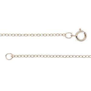 Chain 1pkg1 14Kt rose gold-filled cable, 1.7mm flat / springring clasp, Gossamer&trade; 18 inch