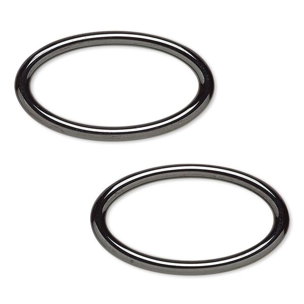 Component, zirconia ceramic, black, 29x16mm open oval with 24x11.5mm center hole. Sold per pkg of 2. image number 0