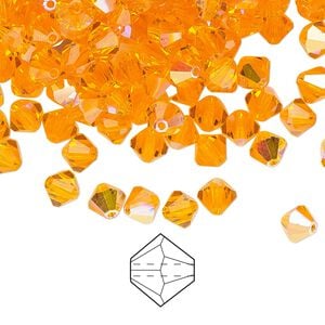 Bead 24pk sun AB, Preciosa Czech crystal 5mm bicone