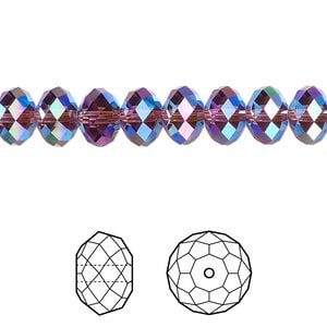 Bead 144pk amethyst shimmer 2X, Crystal Passions&reg; 8x6mm rondelle 5040