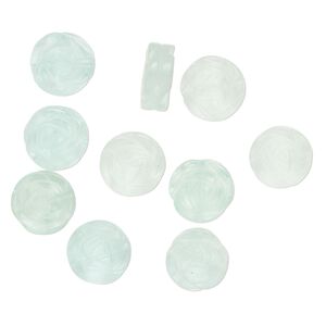 Bead, glass, translucent multi-blue, 13-14mm carved flower. Sold per pkg of 10.