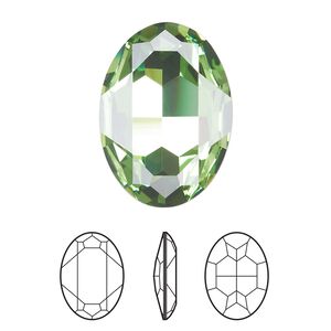 Fancy stone 1pk peridot foil back, Crystal Passions&reg; Regenerated 30x22mm oval 4127