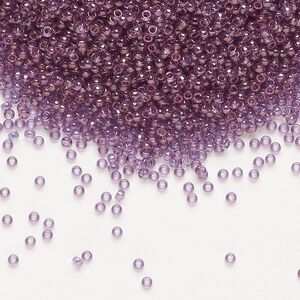 Seed bead, Miyuki, glass, pkg/250g, #15 rocaille, translucent gold luster amethyst (RR-312).