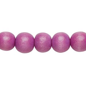 Bead 1pkg1, Taiwanese cheesewood (dyed / waxed), lavender, 9-10mm round, 15-1/2 to 16 inches.