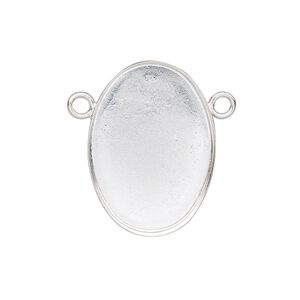 Connector, Almost Instant Jewelry&reg;, fine silver, 26x19mm closed-back oval with 25x18mm oval bezel setting. Sold individually.