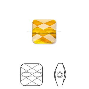 Bead 24pk mini bead tangerine, Crystal Passions&reg; 6mm square 5053