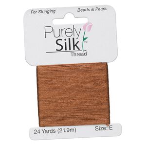 Thread, Purely Silk&trade;, brown, size E. Sold per 24-yard card.