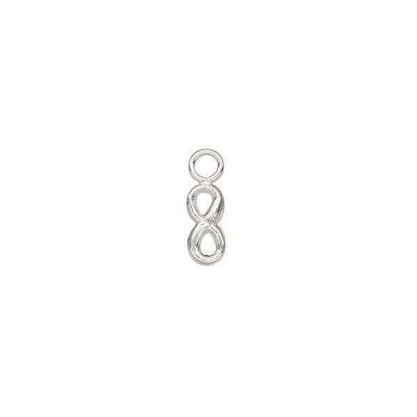 Charm, sterling silver, 7.5x3mm single-sided infinity. Sold per pkg of 2. image number 0