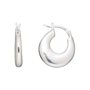 Earring, Create Compliments&reg;, fine silver, electroformed, 20mm round hoop with latch-back closure. Sold per pair.
