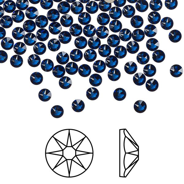 Flat back 1440pk dark sapphire foil back, Swarovski&reg; ReCreated&trade; 3-3.2mm rose round SS12 2088 image number 0