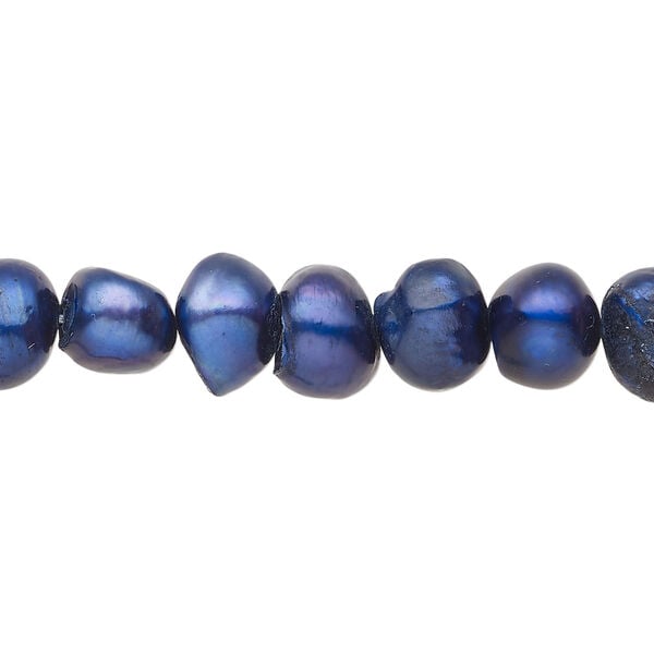 Freshwater pearl 1pkg1, semi-round, 15.5-16 inch cobalt blue 8-10mm cultured image number 0