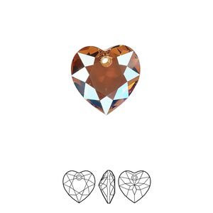 Drop 1pk light Colorado topaz shimmer, Crystal Passions&reg; 14.5mm pendant heart cut 6432