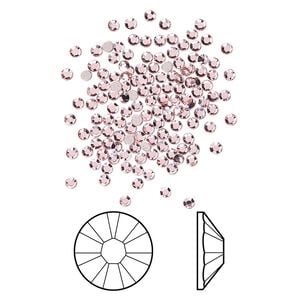 Flat back 144pk vintage rose foil back, Crystal Passions&reg; 1.7-1.9mm rose round SS5 2058