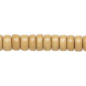 Bead 1pkg1, Taiwanese cheesewood (dyed / waxed), beige, 8x4mm rondelle, 15-1/2 to 16 inches.