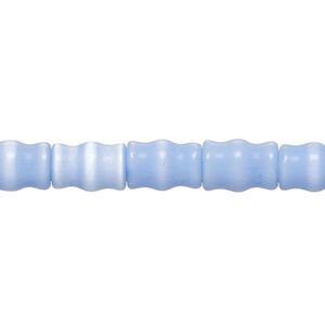 Bead, cat's eye glass (fiber optic glass ), blue-violet, 10x6mm-10x8mm carved tube. Sold per 14-inch strand, approximately 35 beads.