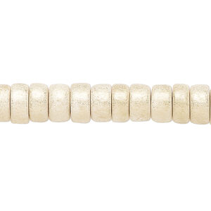 Bead 1pkg1, Taiwanese cheesewood (dyed / waxed), gold cream, 8x4mm rondelle, 15-1/2 to 16 inches.
