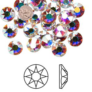 Flat back 144pk crystal AB foil back, Swarovski&reg; hotfix 7.07-7.27mm rose round SS34 2078HF