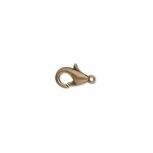 Clasp lobster claw 1pkg10 gold-plated, 10x6mm, brass antique 1-strand