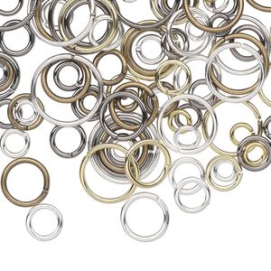 Jump ring mix 1pkg10g pewter, 2-18mm round & oval, various gauge / various inside diameter / mix-plated / brass / steel / aluminum
